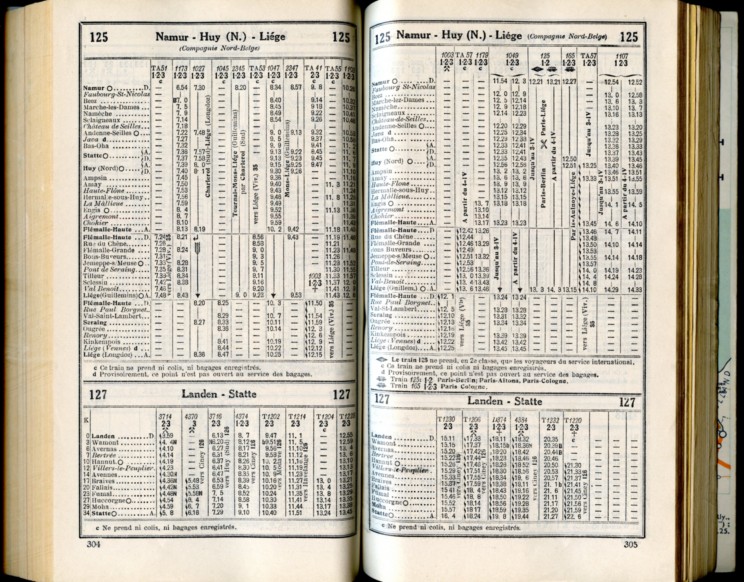 Lignes 125 - 127 (Horaire 1937)