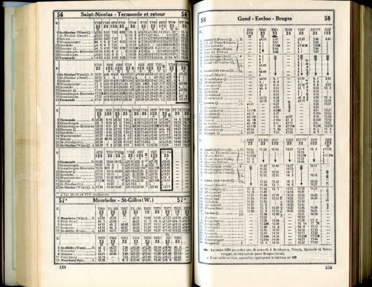 Lignes 56 - 58 (Horaires 1937)