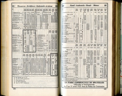 Lignes 85 - 86 (Horaires 1937)