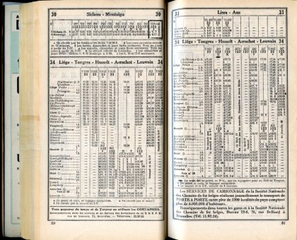 Lignes 30 - 31 - 34 (Horaires 1937)