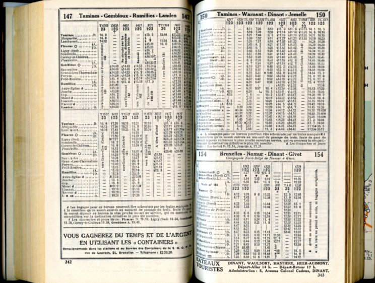 Horaires 1937 - Lignes 147 - 150 - 154