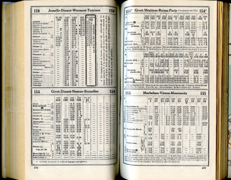 Horaires 1937 - Lignes 150 - 154 - 154A - 155