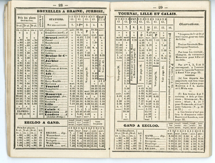 Horaire 1862